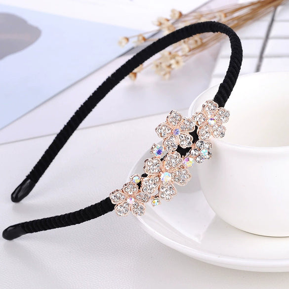 Alloy Velvet Rhinestone Headband Bow Handmade Hair Accessories For Women