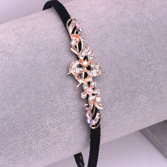 Alloy Velvet Rhinestone Headband Bow Handmade Hair Accessories For Women