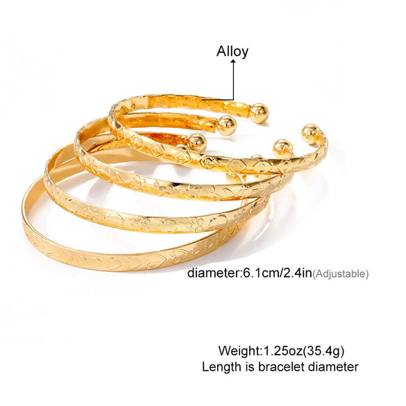 Alloy Vintage Exaggerated Personality Tapping Pattern Love Flower Pattern Horus Eye Opening Bracelet Electroplated