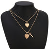 Alloy Vintage Geometric Cross And Peach Heart Pendant Necklace With Electroplating Treatment For Women