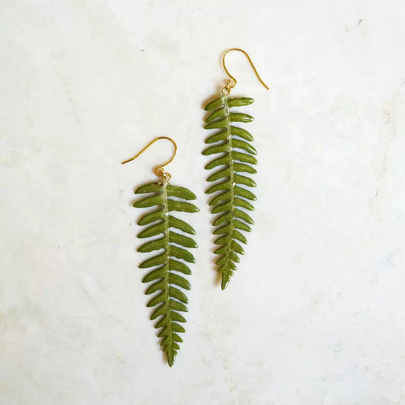 Alloy Vintage Geometric Fern Leaf Tassel Earrings With Electroplating