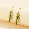 Alloy Vintage Geometric Fern Leaf Tassel Earrings With Electroplating