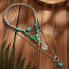 Alloy Vintage Imitation Turquoise Cow Head Beaded Clavicle Necklace With Geometric And Animal Patterns Electroplated