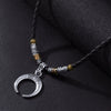 Alloy Vintage Necklace With Crescent Pendant Geometric Pattern Electroplated Beaded Woven Rope Sweater Chain Unisex
