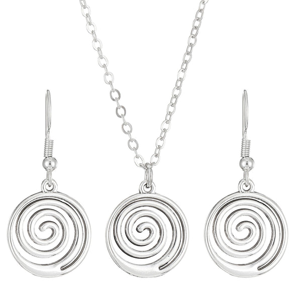 Alloy Vortex Circle Unisex Necklace And Earrings Electroplated Fashion Accessories