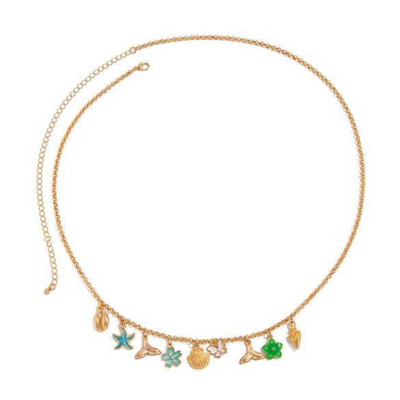Alloy Waist Chain Bohemian Style Oil Drop Small Flower Starfish Scallop Shell Fish Tail