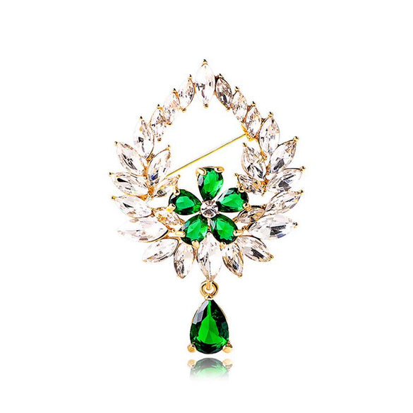 Alloy Water Drop Tassel Hollow Flower Brooch With Electroplating For Women