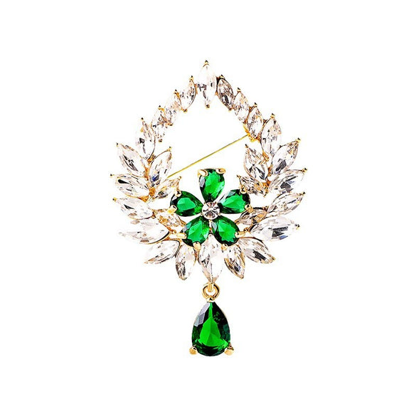 Alloy Water Drop Tassel Hollow Flower Electroplated Women's Brooch Pin Accessories