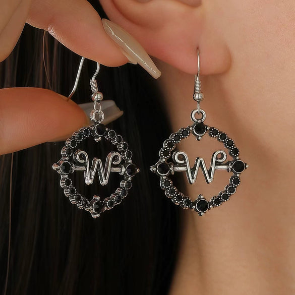 Alloy Wednesday Style Necklace And Earrings With Cross Crown Roman Numerals Pattern And Electroplating