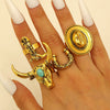 Alloy Western Cowboy Style Jewelry With Bull Head Horseshoe Hat Pattern And Electroplating