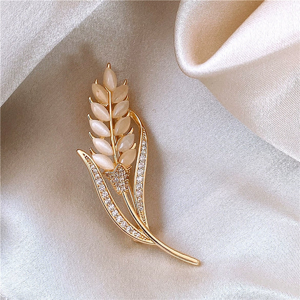 Alloy Wheat Ear Flower Brooch Electroplated Women's Highend Exquisite Coat Sweater Pin Accessories New Fashion Temperament Allmatching