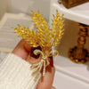 Alloy Wheat Ear Flower Brooch For Women With Electroplating Treatment