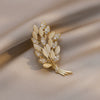 Alloy Wheat Ear Women's Niche Design Antiglare Light Luxury Brooch With Flower Pattern And Electroplating Treatment