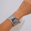 Alloy Wide Geometric Beaded Bracelet With Electroplating Treatment Irregular Baroque Style For Female
