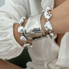Alloy Wide Geometric Beaded Bracelet With Electroplating Treatment Irregular Baroque Style For Female