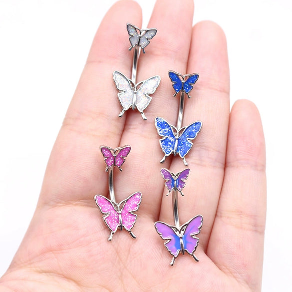 Alloy Women's Creative Butterfly Navel Ring With Bow Pattern And Electroplating Treatment Body Piercing Jewelry