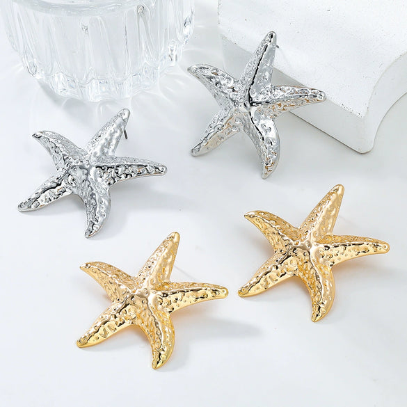 Alloy Women's Exaggerated Animal Style Geometric Starfish Electroplated Earrings
