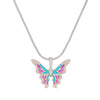 Alloy Women's Fantasy Rainbow Butterfly Pendant Necklace With Dripping Oil Design And Animal Pattern