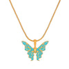 Alloy Women's Fantasy Rainbow Butterfly Pendant Necklace With Dripping Oil Design And Animal Pattern