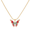 Alloy Women's Fantasy Rainbow Butterfly Pendant Necklace With Dripping Oil Design And Animal Pattern