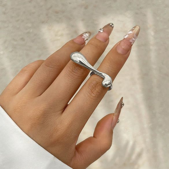 Alloy Women's Fashion Ring With Bow And Geometric Pattern Irregular Water Drop Shape Electroplated