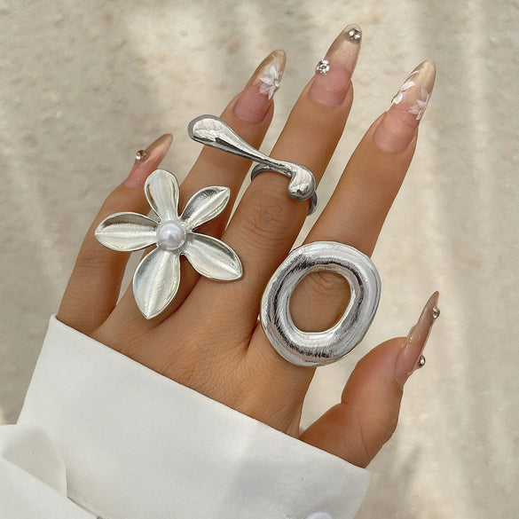 Alloy Women's Fashion Ring With Bow And Geometric Pattern Irregular Water Drop Shape Electroplated