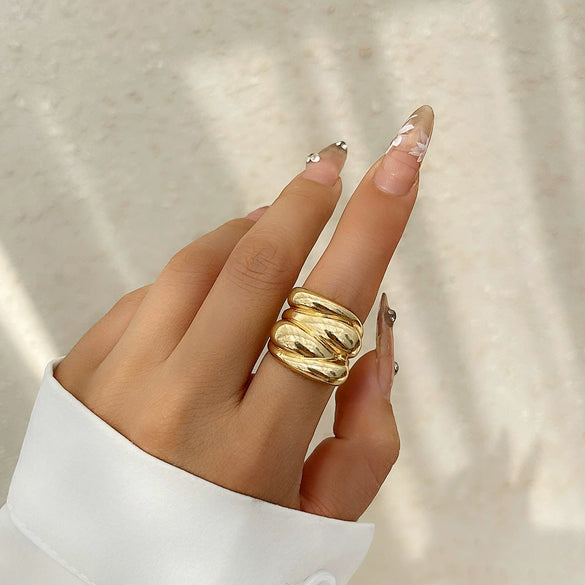 Alloy Women's Fashion Ring With Bow And Geometric Pattern Irregular Water Drop Shape Electroplated