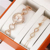 Alloy Women's Fashion Trend Bracelet Set And Diamond Quartz Watch With Round Dial