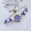 Alloy Women's Fashionable Round Dial Pointer Watch With Petal Leaves Butterfly Design