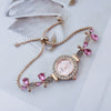 Alloy Women's Fashionable Round Dial Pointer Watch With Petal Leaves Butterfly Design