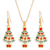 Alloy Women's Festival Elements Geometric Christmas Tree Elk Snowman Necklace Earrings Set With Electroplating