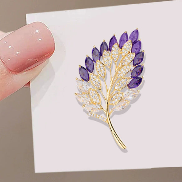 Alloy Women's Flower Leaf Electroplated Brooch Fashion Elegant Clothes Accessories