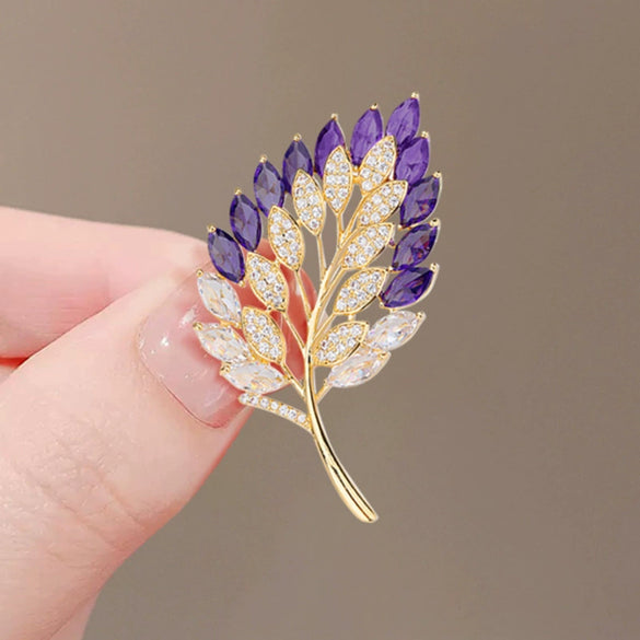 Alloy Women's Flower Leaf Electroplated Brooch Fashion Elegant Clothes Accessories