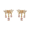Alloy Women's Flowershaped Butterfly Drop Earrings Set With Diamonds