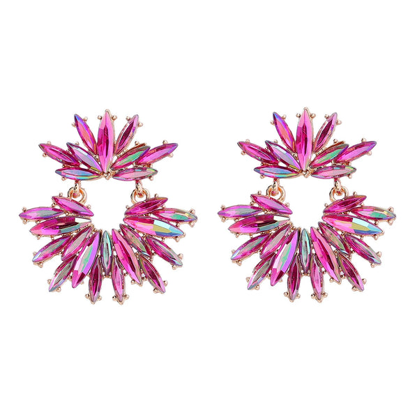 Alloy Women's Geometric Flower Diamond Earrings