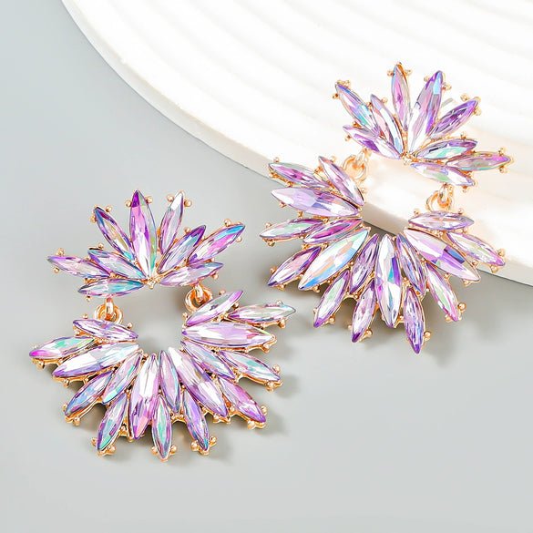 Alloy Women's Geometric Flower Diamond Earrings