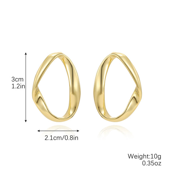 Alloy Women's Geometric Retro Pleated Brushed Texture Electroplated Earrings