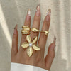 Alloy Women's Irregular Water Drop Opening Ring With Bow And Geometric Pattern Electroplated