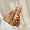 Alloy Women's Irregular Water Drop Opening Ring With Bow And Geometric Pattern Electroplated