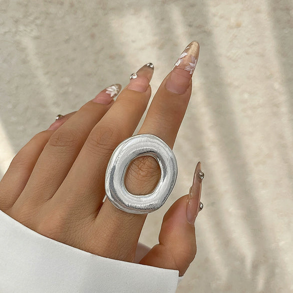 Alloy Women's Irregular Water Drop Opening Ring With Bow And Geometric Pattern Electroplated