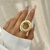 Alloy Women's Irregular Water Drop Opening Ring With Bow And Geometric Pattern Electroplated