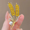 Alloy Women's Natural Style Flower Wheat Ear Brooch With Electroplating Design
