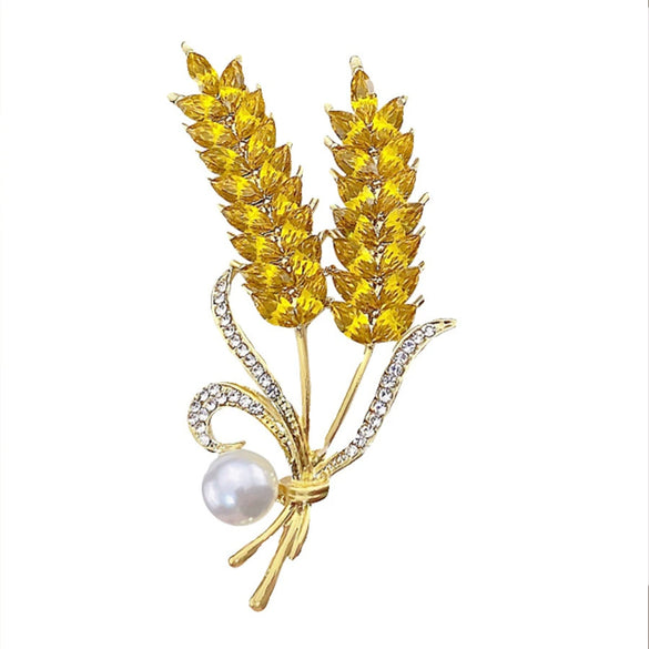 Alloy Women's Natural Style Flower Wheat Ear Brooch With Electroplating Design