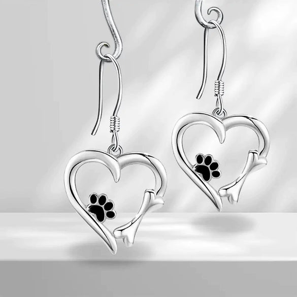 Alloy Women's Princess Style Cat Paw Heart Design Earrings