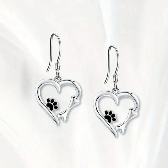 Alloy Women's Princess Style Cat Paw Heart Design Earrings