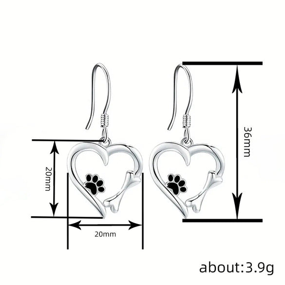 Alloy Women's Princess Style Cat Paw Heart Design Earrings