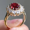 Alloy Women's Ruby Ring And Diamond Bracelet With Flower Pattern And Electroplating Treatment