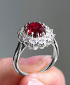 Alloy Women's Ruby Ring And Diamond Bracelet With Flower Pattern And Electroplating Treatment