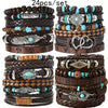 Alloy Wood Beads Beaded Multilayer Vintage Flower Peacock Feather Heartshaped Handwoven Geometric Electroplated Unisex Bracelet