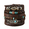 Alloy Wood Beads Beaded Multilayer Vintage Flower Peacock Feather Heartshaped Handwoven Geometric Electroplated Unisex Bracelet